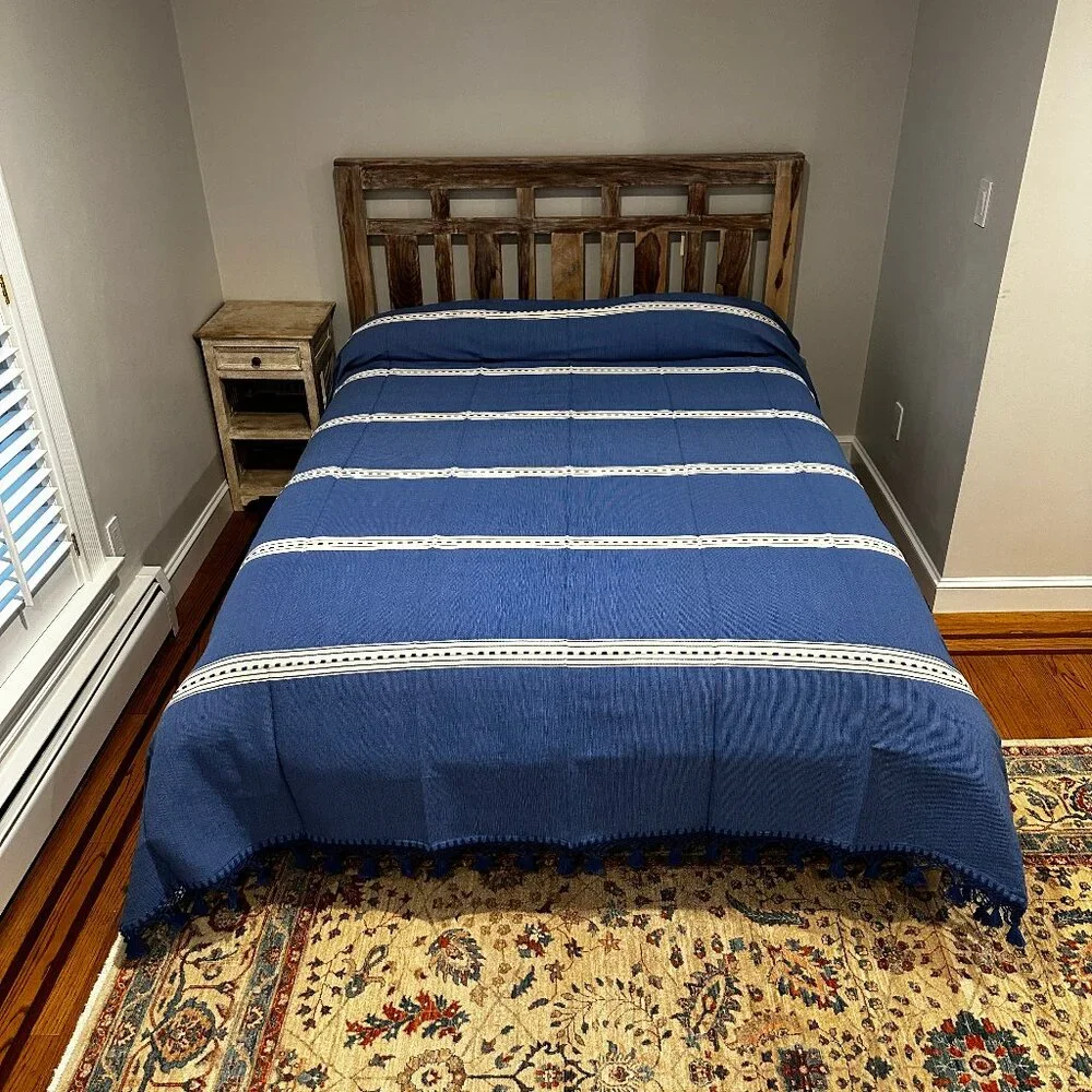 Queen Size Cotton Bedspread/Quilt. From Oaxaca Mex. Hand loom, Bed covers,